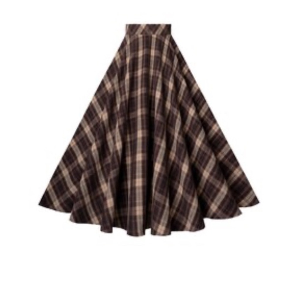 HeartsandFound RARE Brown Plaid Skirt - Size L